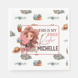 ピンクマイファーストロデオバースデーパーティー紙プレート スタンダードランチョンナプキン