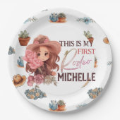 ピンクマイファーストロデオバースデーパーティー紙プレート ペーパープレート (正面)