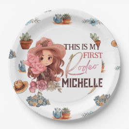 ピンクマイファーストロデオバースデーパーティー紙プレート ペーパープレート