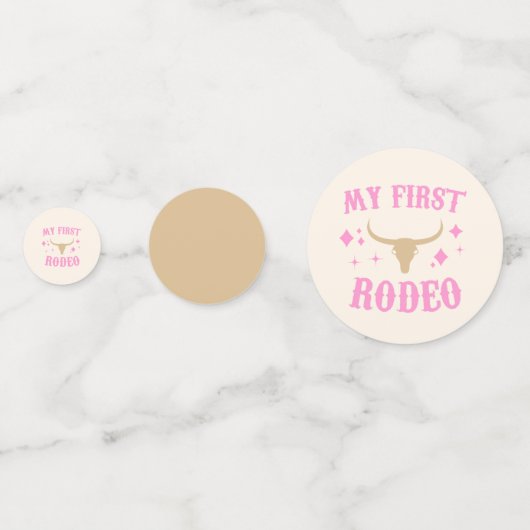 ピンクマイファーストロデオ女性のカーボーイ1stファースト誕生日 コンフェッティ (正面)