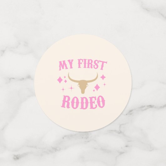 ピンクマイファーストロデオ女性のカーボーイ1stファースト誕生日 コンフェッティ (スモール正面)
