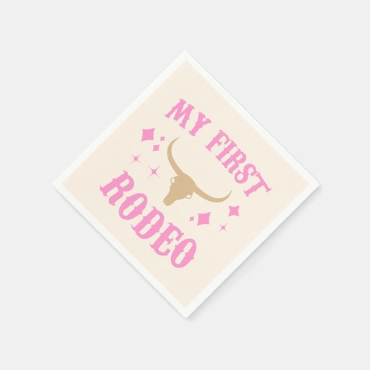 ピンクマイファーストロデオ女性のカーボーイ1stファースト誕生日 スタンダードカクテルナプキン (角)