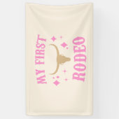 ピンクマイファーストロデオ女性のカーボーイ1stファースト誕生日 横断幕 (縦)