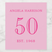 ピンクマイルストーンバースデーパーティー ワインラベル (シングルラベル)