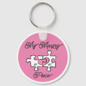 ピンクマイ恋しく思ズピースパズルかわいいバレンタインデー キーホルダー (正面)