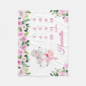 ピンクマウスバレリナ月別成長追跡装置 フリースブランケット (正面)