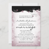 ピンクマウブマーブル結婚式招待状テンプレート 招待状 (正面)