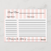 ピンクマウベコーラル赤面ピンクレシピカード ポストカード (裏面)