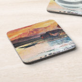 ピンクマウンテンズレイクアルパインサンセットランドスケープ コースター (左側)
