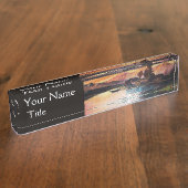 ピンクマウンテンズレイクアルパインサンセットランドスケープ デスクネームプレート (側面)