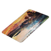 ピンクマウンテンズレイクアルパインサンセットランドスケープ マグネット (左側)