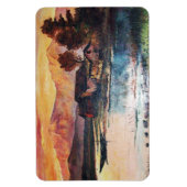 ピンクマウンテンズレイクアルパインサンセットランドスケープ マグネット (縦)