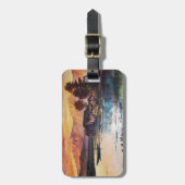 ピンクマウンテンズレイクアルパインサンセットランドスケープ ラゲッジタグ (正面縦)