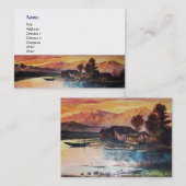 ピンクマウンテンズレイクアルパインサンセットランドスケープ 名刺 (正面/裏面)