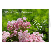 ピンクマウンテン結婚ローレルのテーブルテントカード