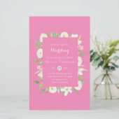 ピンクマウヴマグノリア予算結婚式の招待A9 (スタンド正面)