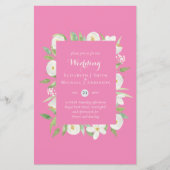 ピンクマウヴマグノリア予算結婚式の招待A9 (正面)