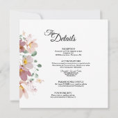 ピンクマウヴヴィンテージフローラスクエアオールワン結婚ズ 招待状 (裏面)