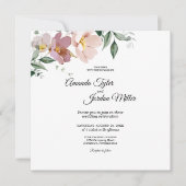 ピンクマウヴヴィンテージフローラスクエアオールワン結婚ズ 招待状 (正面)
