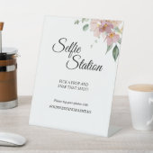 ピンクマウヴヴィンテージフローラ結婚ズセルフィー駅 台座サイン (インサイチュ)