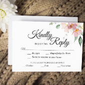 ピンクマウヴヴィンテージフローラ食事の選択結婚の 出欠カード