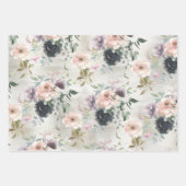 ピンクマウヴ&ブラックプラム牡丹&ユーカリ ラッピングペーパーシート (正面3)