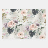 ピンクマウヴ&ブラックプラム牡丹&ユーカリ ラッピングペーパーシート (正面3)