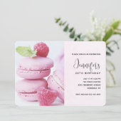 ピンクマカロンと赤ラズベリー誕生日 招待状 (スタンド正面)