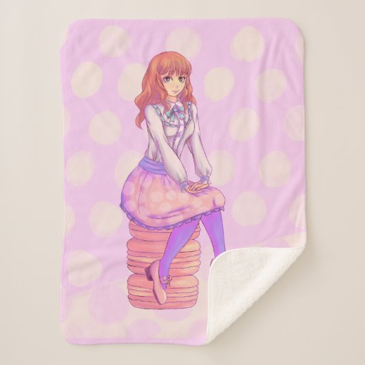 ピンクマカロンガール シェルパブランケット (正面)