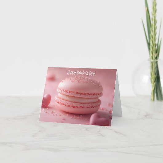 ピンクマカロンハートバレンタインデー カード (正面)