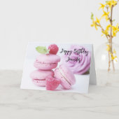 ピンクマカロン&レッドラズベリー誕生日 カード (黄色い花)