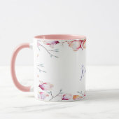 ピンクマグノリの花枠（白） マグカップ (左)