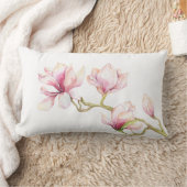 ピンクマグノリアウォーターカラーイラストレーション ランバークッション (ブランケット)