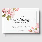 ピンクマグノリアエレガントフローラ結婚ズゲストブック ゲストブック (正面)