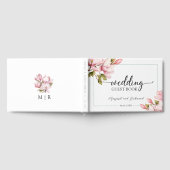 ピンクマグノリアエレガントフローラ結婚ズゲストブック ゲストブック (全面)