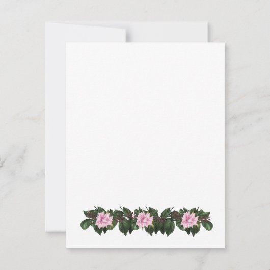 ピンクマグノリアグリーナリーフローラ保存日 招待状 (裏面)