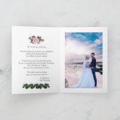 ピンクマグノリアグリーン結婚リーフローラありがとう カード (内部)