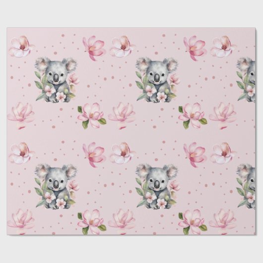 ピンクマグノリアコアラベアウォーター色ギフト ラッピングペーパー (フラット)