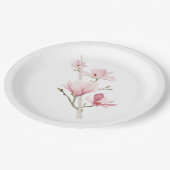 ピンクマグノリアスとグリーン紙プレート ペーパープレート (アングル)