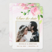 ピンクマグノリアスフローラ感動的PHOTO 結婚's セーブザデート (正面/裏面)