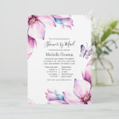 ピンクマグノリアスベビーまたはブライダルシャワーバイメール 招待状 (スタンド正面)