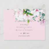 ピンクマグノリアス薄紫結婚ユーカリ救の日付 ポストカード (正面)