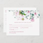 ピンクマグノリアスSage Eucalyptus Wedding rsvp ポストカード (正面/裏面)
