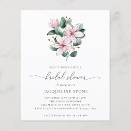 ピンクマグノリアバジェットブライダルシャワー招待