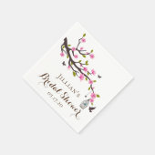 ピンクマグノリアパーソナライズされたブライダルシャワー スタンダードカクテルナプキン (角)