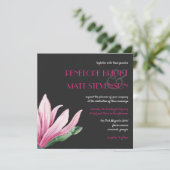 ピンクマグノリアフラワーイン開花 |グレー結婚ズ 招待状 (スタンド正面)