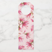 ピンクマグノリアフラワーズモノグラム結婚式の引き出物 ボトルネックタグ (裏面)