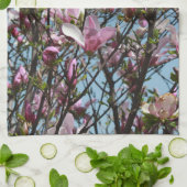 ピンクマグノリアフラワー開花 キッチンタオル (折り畳み)