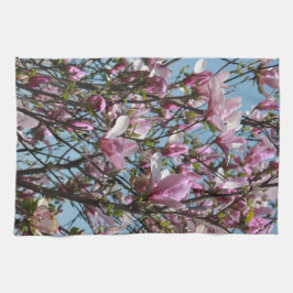 ピンクマグノリアフラワー開花 キッチンタオル