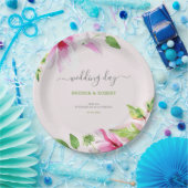 ピンクマグノリアフレームナプキン ペーパープレート (パーティー)